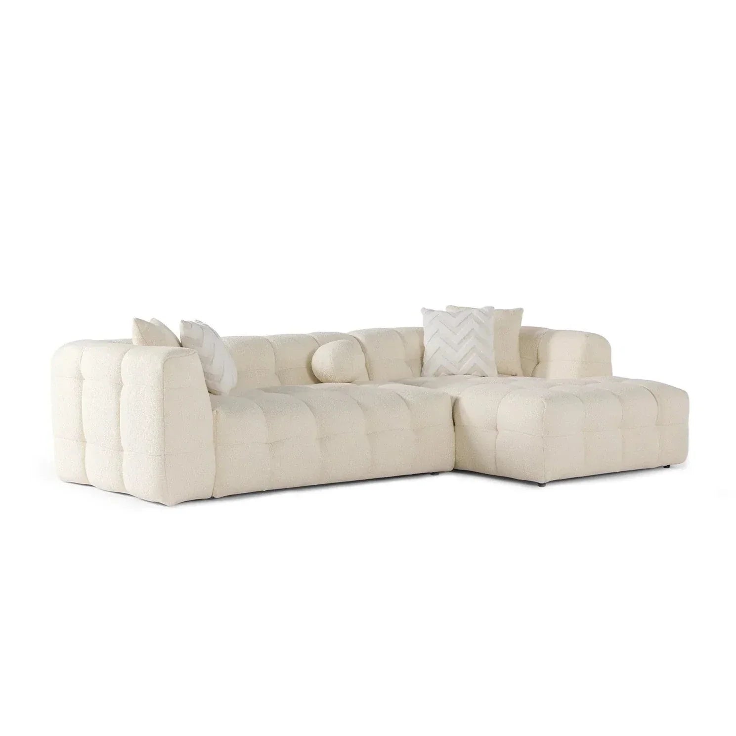 Brooklyn Ivory Boucle L Shape Sectional Sofa - Ornate Home